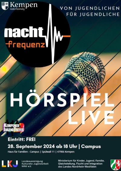 Nachtfrequenz 2024 Live Hörspiel Jugendamt flyer poster, © Jugendamt, Kulturamt Kempen