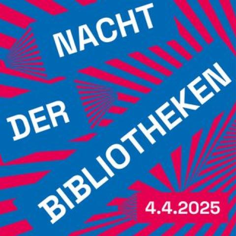 Schriftzug Nacht der Bibliotheken auf blauem Untergrund